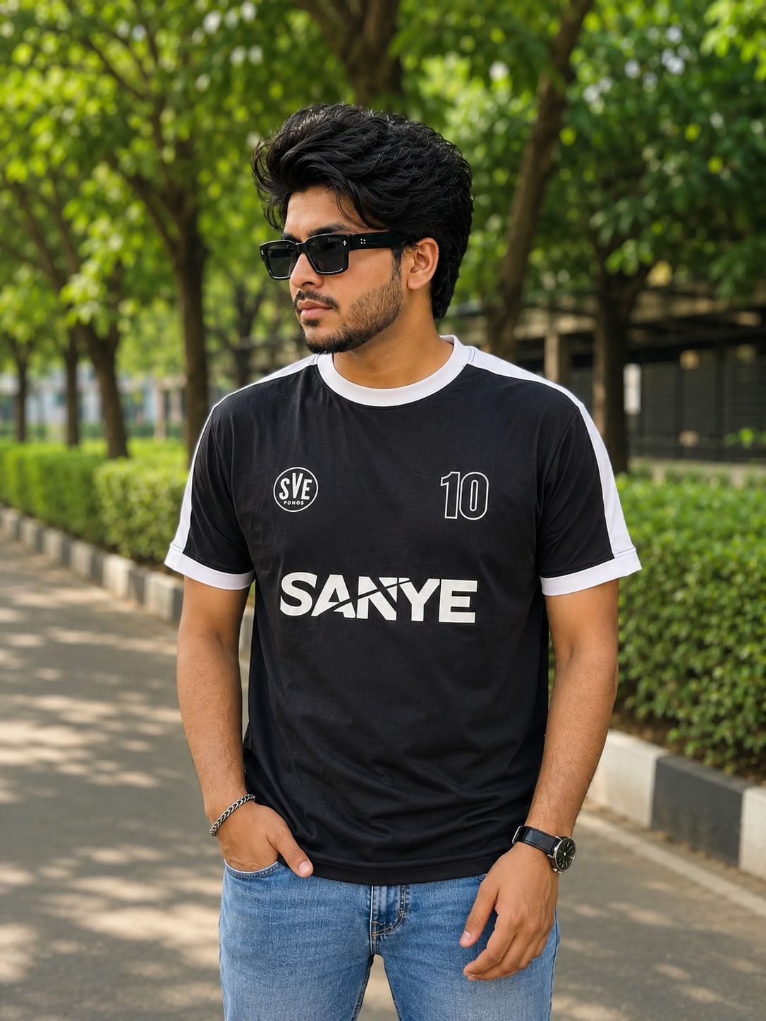 Sanye 10 Black Jersey T-Shirt - Style 4